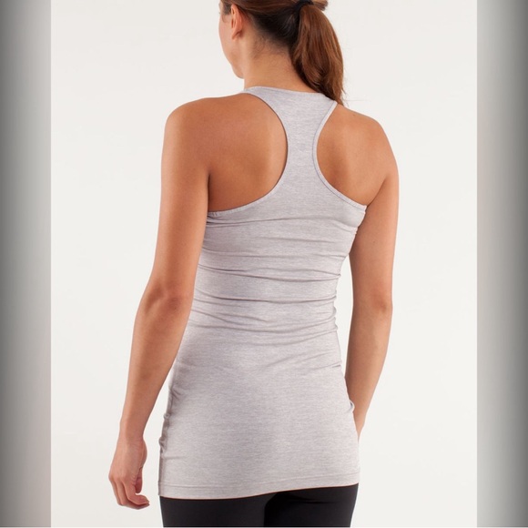 Lululemon Cool Racerback *Extra Long Metallic Silver Size 4 Workout Top - Picture 8 of 11